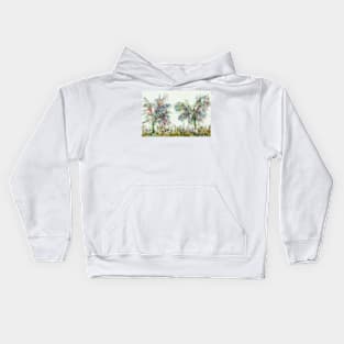 Colorful winter scene Kids Hoodie